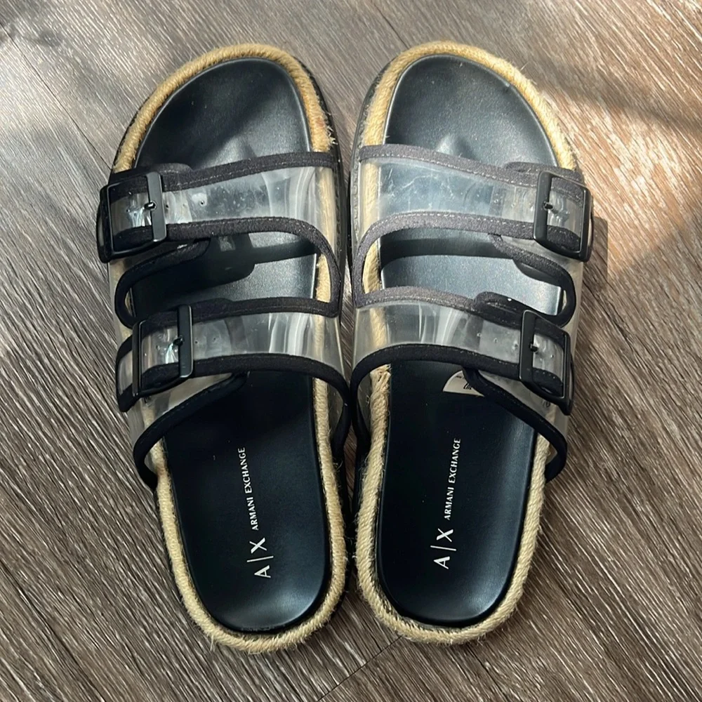 A|X Armani ExchangeClear 2-Strap Slide Espadrille Sandal/ Size EU 39 - Picture 9 of 13